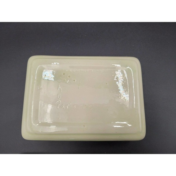 VTG Ceramic Trinket Box Dish Lidded Transfer Lady Horse Buggy Handmade - Picture 4 of 8